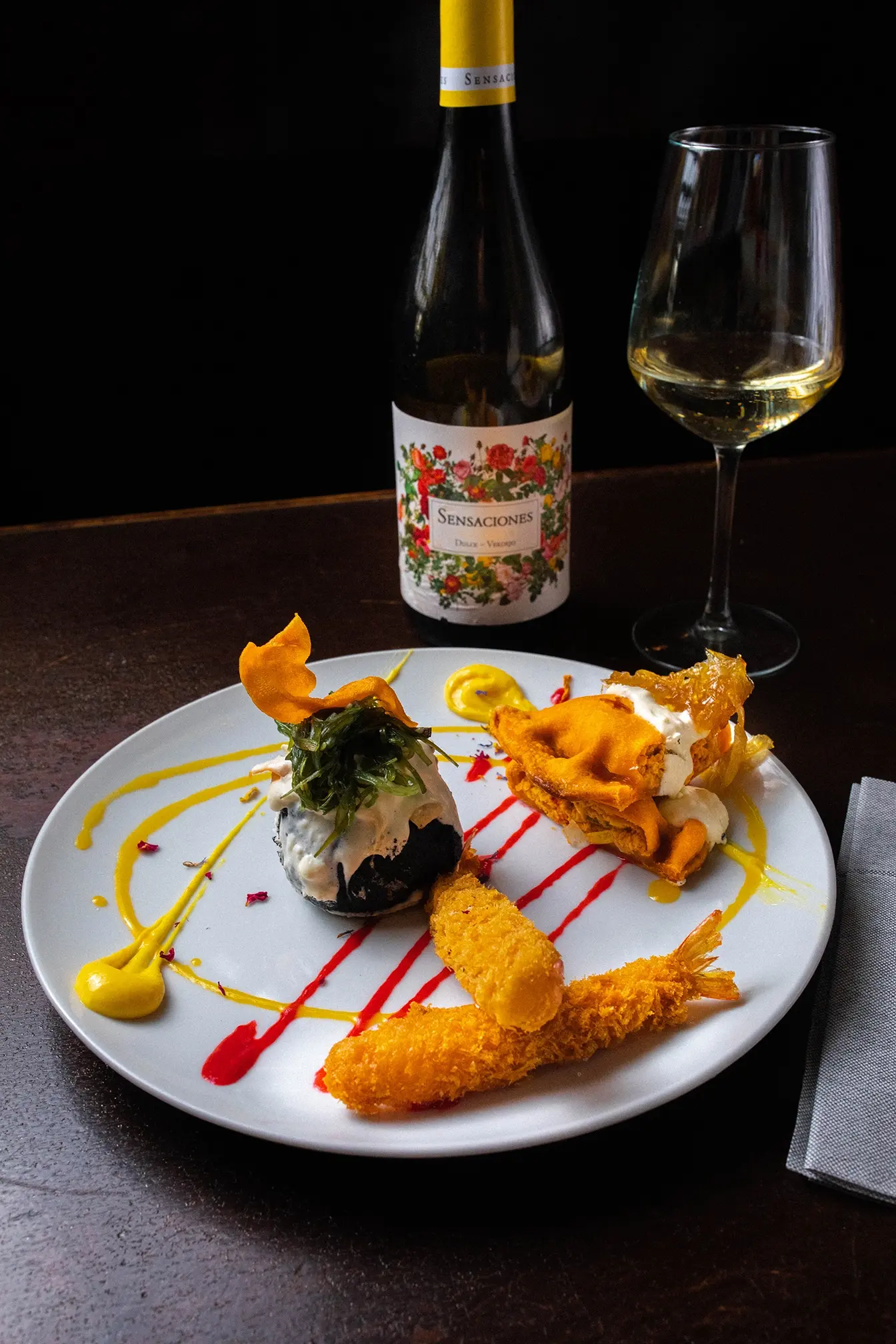 Restaurante plato botella